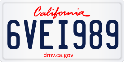 CA license plate 6VEI989