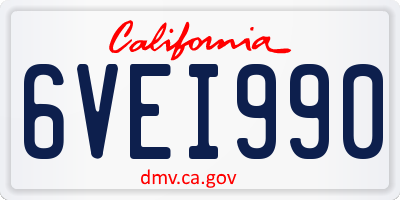 CA license plate 6VEI990