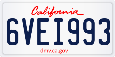 CA license plate 6VEI993