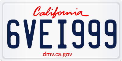 CA license plate 6VEI999
