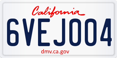 CA license plate 6VEJ004