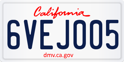 CA license plate 6VEJ005