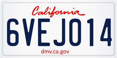 CA license plate 6VEJ014