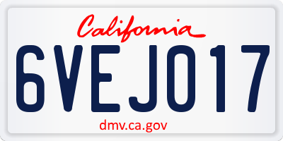 CA license plate 6VEJ017