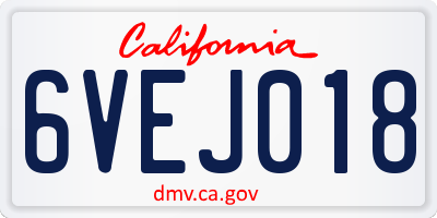 CA license plate 6VEJ018