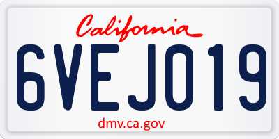 CA license plate 6VEJ019