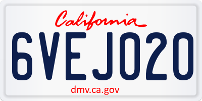 CA license plate 6VEJ020