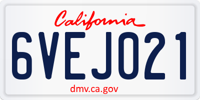 CA license plate 6VEJ021