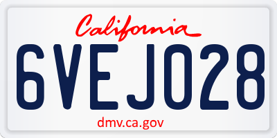 CA license plate 6VEJ028