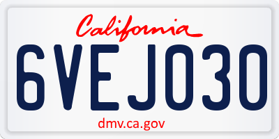 CA license plate 6VEJ030