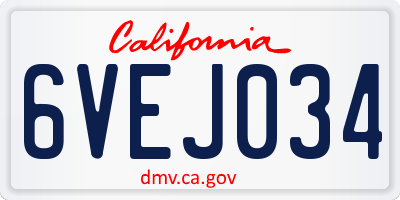 CA license plate 6VEJ034