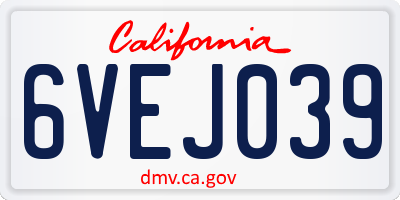 CA license plate 6VEJ039