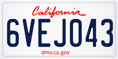CA license plate 6VEJ043