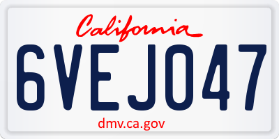CA license plate 6VEJ047