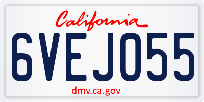 CA license plate 6VEJ055