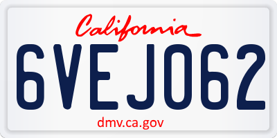 CA license plate 6VEJ062