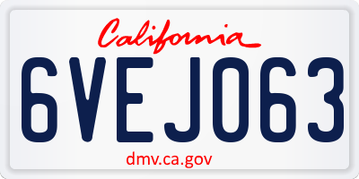 CA license plate 6VEJ063