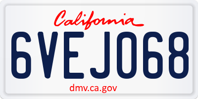 CA license plate 6VEJ068