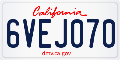 CA license plate 6VEJ070