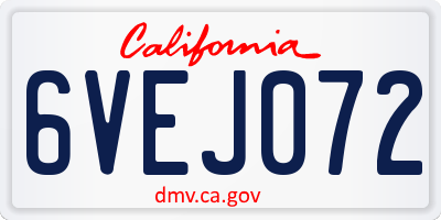 CA license plate 6VEJ072
