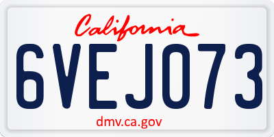 CA license plate 6VEJ073