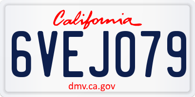 CA license plate 6VEJ079
