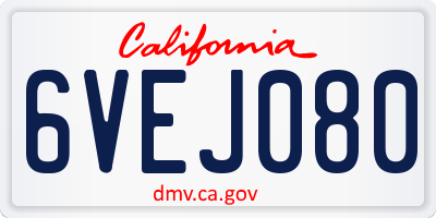 CA license plate 6VEJ080