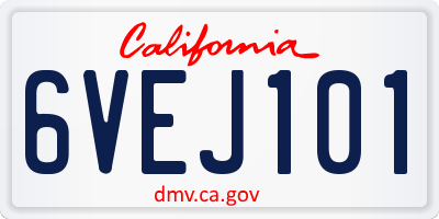 CA license plate 6VEJ101