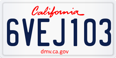 CA license plate 6VEJ103