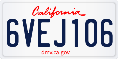 CA license plate 6VEJ106