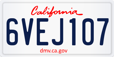 CA license plate 6VEJ107