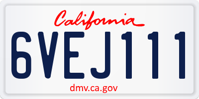 CA license plate 6VEJ111