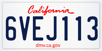 CA license plate 6VEJ113