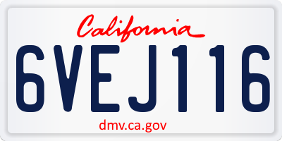 CA license plate 6VEJ116
