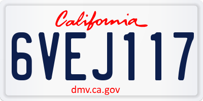 CA license plate 6VEJ117