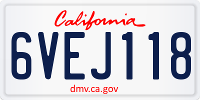CA license plate 6VEJ118