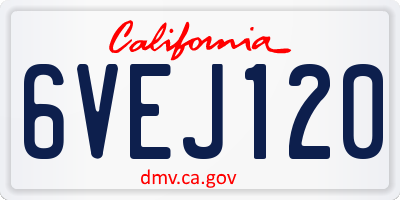 CA license plate 6VEJ120