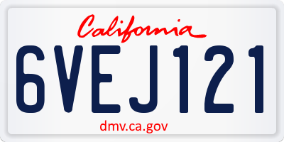 CA license plate 6VEJ121