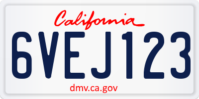 CA license plate 6VEJ123