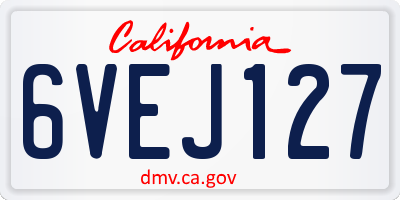 CA license plate 6VEJ127