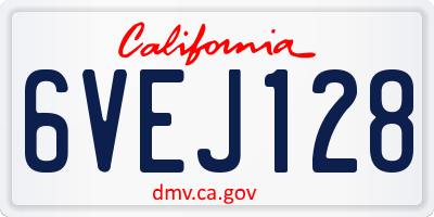 CA license plate 6VEJ128