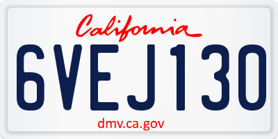 CA license plate 6VEJ130