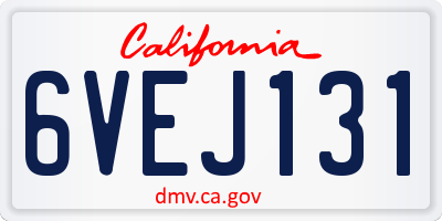CA license plate 6VEJ131