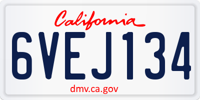 CA license plate 6VEJ134