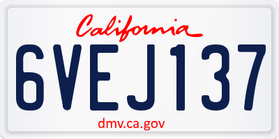 CA license plate 6VEJ137