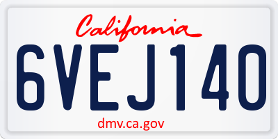 CA license plate 6VEJ140