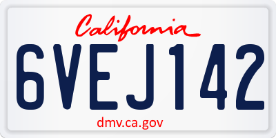 CA license plate 6VEJ142