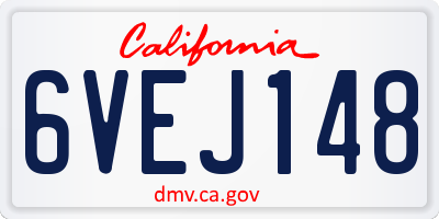 CA license plate 6VEJ148
