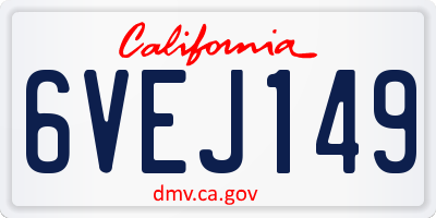 CA license plate 6VEJ149