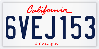 CA license plate 6VEJ153